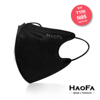 口罩【HAOFA x MASK】N95 3D 氣密型立體口罩 霧面黑色 成人款 50入/盒 台灣製造 立體口罩 五層