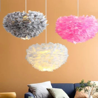 Modern Goose Down Chandelier Bedroom Study Living Dining Room Feather Light Creative Romantic Decorative Chandelier Lamps