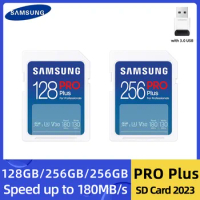 Samsung Pro Plus SD Card With USB Card Reader 128GB 256GB Class10 U3 V30 High Speed 180MB Digital UHS-I SDXC Memory Camera Card