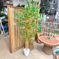 Pohon Bambu Kuning Artificial Batang Asli Pot Plastik Tinggi 1 metr - 1,7 Meter Hias Sudut Rumah