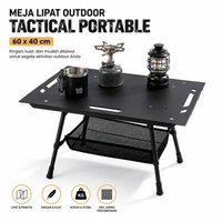 Meja Camping Lipat Multifungsi Aluminium Alloy Portable Outdoor dengan Rak Jaring Storage Hook Gantu