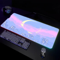 Large RGB Mouse Mat Moon Desk Mat LED Gaming Mousepad Big Luminous Desk Pad Gamer Backlit Mouse Pad Girl Mousepads
