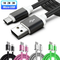1M 2M 3M Micro V8 5Pin Solid Fabric Nylon USB Cable Braided Cables For Samsung S6 S7 edge Note 2 4 Xiaomi Huawei htc Phone