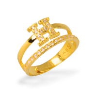 【福西珠寶】買一送一9999黃金戒指 寶石H戒(金重1.17錢+-0.03錢)