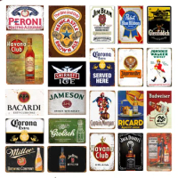 Jameson Peroni Ricard Beers Metal Tin Signs Posters Plate Wall Decor for Bars Garage Man Cave Cafe Club Retro Posters Plaque