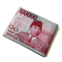 Dompet Pendek Kulit PU Gambar Uang 100 Ribu Dompet Anak Dompet Pria Kanvas Kartu