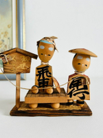 日本昭和 鄉土玩具木雕 將棋人形置物擺飾