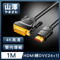 【山澤】HDMI轉DVI24+1高解析度4K抗干擾雙向傳輸轉接線 1M