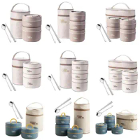 Thermal Lunch Box Vacuum Insulated Soup Lunch Set Large Capacity Tiers Home Stackable Stainless Steel Compartment Snack Box