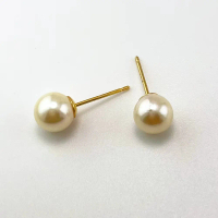 【YY673】6-7MM Sea Pearl Feather Emperor Gold Earrings 925S