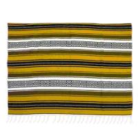 Blended Mexican Blanket Yoga Mat Cape Woven Blanket for Bedroom Sofa Car (Yellow, 130x180cm)