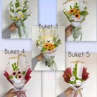 Buket Mini Spesial Bunga Kawat Bulu (bisa ditambahkan coklat atau uang sendiri dirumah) Free Plastik