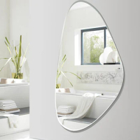 Appearance Makeup Wall Mirror Bathroom Sticker Irregular Cosmetic Large Wall Mirror Shower Hanging Miroir Mural Decor HY50MM