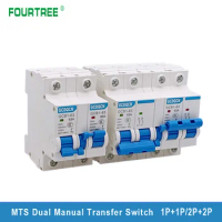 1PCS 1P+1P/2P+2P MTS Dual Power Manual Transfer Switch Mini Interlock Circuit Breaker 220V AC 6A-63A 50/60HZ ATS Dain Rail