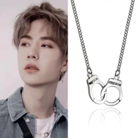 Wang Yibo's same handcuffs Pendant Necklace collarbone chain trend Korean version simple temperament about high quality Necklace