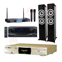 【音圓】S-2001 N2-150+DW-1+TR-5600+S-6601 黑(卡拉OK伴唱機 4TB硬碟+擴大機+無線麥克風+喇叭)