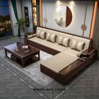 Sofa Minimalis Kayu Jati Solid Kursi Sofa Sudut Ruang Sempit Sofa Tamu Modern Minimalis DP