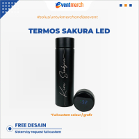 Custom Tumbler Termos LED 500ml Custom Nama Botol Minum - Sakura LED