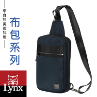 【Lynx】美國山貓輕量防潑水斜紋尼龍布包 多隔層機能 單肩背包/胸包 藍色