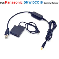 5V USB Power Cable+DMW-DCC15 Adapter BLH7 BLH7PP Fake Battery For Panasonic Lumix DMC-GM1 GM5 GF7 GF8 LX10 LX15 DC-GF9KGK GF9XGK