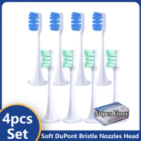 4Pcs Set for Xiaomi Mijia T300/T500 Replacement Brush Heads Electric Toothbrush Heads Protect Soft DuPont Nozzles Bristle