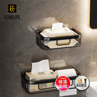【Echolife】太空鋁方形款衛生紙架 面紙架 免打孔 無痕紙巾架 浴室 置物架 收納架(方形款)