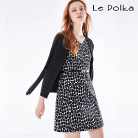 【Le Polka】質感黑白V領短袖洋裝-女