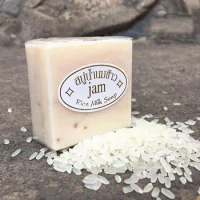 Handmade Rice Soap Thai Jasmine Rice Collagen Vitamin Skin Control Whitening Bathing Tools Whitening Oil Moisturizing