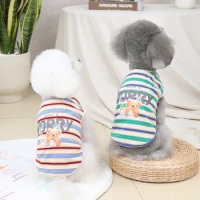 Breathable Pet Vest Thin Summer Dog Clothes Striped Cute Bear Dog Vest Summer Clothes For Small Medium Dog Teddy Chihuahua