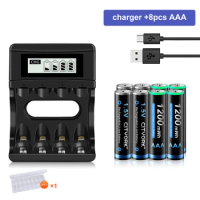 2-12PCS 1.5V AAA Rechargeable Battery 1200mWh AAA 3A Lithium Batteri Low self Discharge Battery+Battery Charger For 1.5V AA AAA