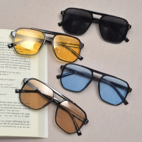 ✨     New square frame sunglasses, UV protection for women, retro sea lens, double bridge rice nail 