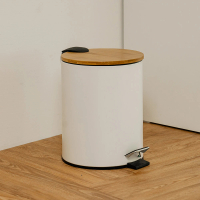 ikloo 宜酷屋 日式竹蓋靜音緩降腳踏式垃圾桶 5L-2色可選(腳踏式/緩衝蓋/雙層垃圾桶/臥室垃圾桶)