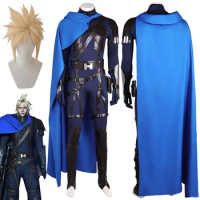 Cloud Strife Cosplay Fantasy Blue Black Combat Suits Wig Anime Game Final Fantasy VII Costume Disguise Adult Men Fantasia Outfit