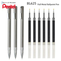 Japan Pentel Metal Gel Pen BL625 Mini Rod Quick Drying Ballpoint Pen 0.5mm Needle Tip Kawaii Stationery Replaceable Black Refill