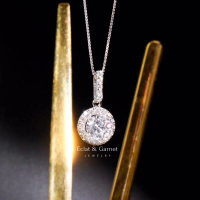 Eclat & Garnet - S925 LOTUS DANGLING SOLITAIRE NECKLACE Perhiasan Zircon Premium 925 Sterling Silver
