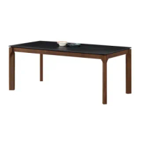 【BODEN】蒙德6尺工業風黑色岩板實木餐桌/工作桌/長桌/會議桌