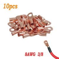20PCS Electrical Wire Ring Terminal Copper 8 AWG Gauge 3/8 Connectors Car Audio Terminals Kit
