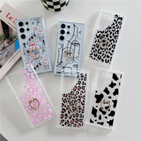 Galaxy S24 Ultra S23 FE S22 S21FE Note 20 Case Ring Holder Leopard Clear Cover for Samsung A55 15 25 35 14 24 34 A54 13 53 23 32