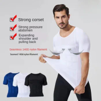 Men Slimming Body Shaper Modeling Vest TShirt Fat Burning Men Belly Abdomen Compression Shapewear Chest Tummy Corset Shirts