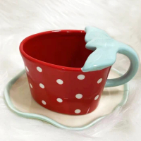 Creative Strawberry Cookies Ceramic Mug 250ml Cute Candy Chinese Wedding Tea Set Christmas Gift Home Decoration