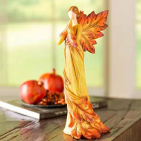 Resin Angel Wing Figurines Minimalist Kneeling Angel Angel Wing Maple Leaf Angel Statue Maple Leaf Standing Angel Home Decor
