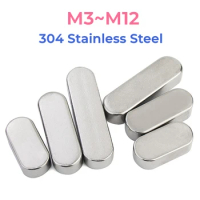 GB1096 304 Stainless Steel Rectangle Round End Type A Parallel Flat Key Roll Shaft Dowel Pin M3 M4 M5 M6M8M10M12 Length 8mm~60mm
