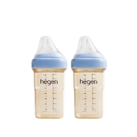 【hegen】金色奇蹟PPSU多功能方圓型寬口奶瓶 240ml - 沁藍(雙瓶組)