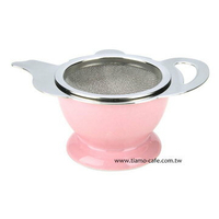 金時代書香咖啡 CafeDe Tiamo 茶壺造型不鏽鋼杓形濾網組 (附陶瓷底座) HG2818P