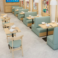 現代餐廳家具餐桌套裝豪華餐椅卡座餐廳桌椅咖啡廳座椅快餐沙發