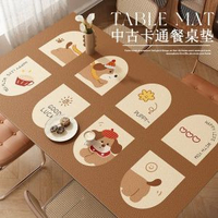全城熱賣 - 美拉德棕色小狗pvc皮革餐桌墊防水防油免洗可桌布隔熱防燙桌墊子羅棕0260*60cm【防水防油】
