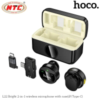 Bộ 2 Microphone Live-Stream không dây Hoco L22 cổng TypeC kèm đầu chuyển Lightning, Dock hiển thị Pi
