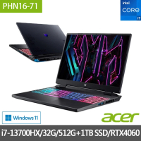 Acer 宏碁 特仕版 16吋獨顯電競筆電(PHN16-71-79C7/i7-13700HX/16G+16G/512G+1TB SSD/RTX4060/Win11)