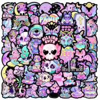 50Pcs Goth Pink Stationery Sticker Halloween Deco Card DIY School Book Laptop Scrapbook Cute Y2k Anime Stickers Pack Aesthetic