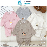Bộ Nỉ Thu Đông Win Baby in hình Thú Ngộ Nghĩnh Tone Hàn Đáng Yêu Cho Bé 3-9kg - Susau House